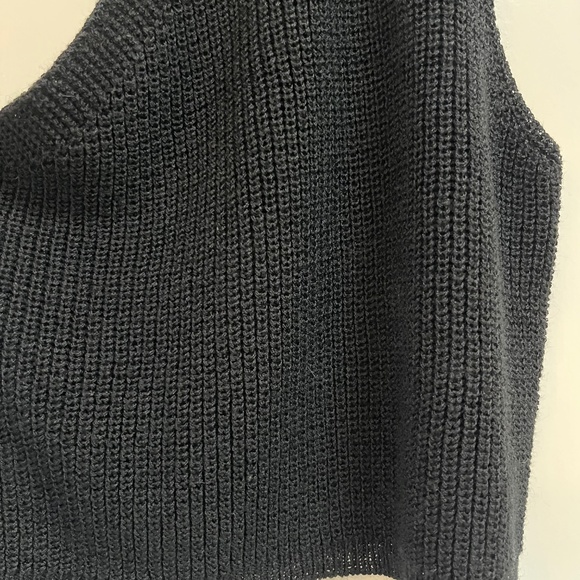 Made in Italy Black Knit Asymmetrical Halter Top 100% Cotton Size S - Picture 6 of 10